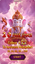 Ganesha Gold · Tampilan layar pemberitahuan putaran gratis dengan teks aktivasi pengganda.